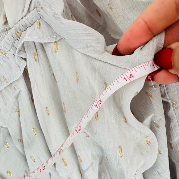 NEW BY THE RIVER Grey Gold Metallic Polka Dot Long Sleeve $88 Crop Top Blouse S - Picture 13 of 16